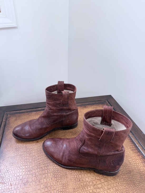 Frye boots anna shortie - Gem Frye Anna Shortie Brown Leather Pull-On Ankle Boots Women’s Size 7.5 - Very Good